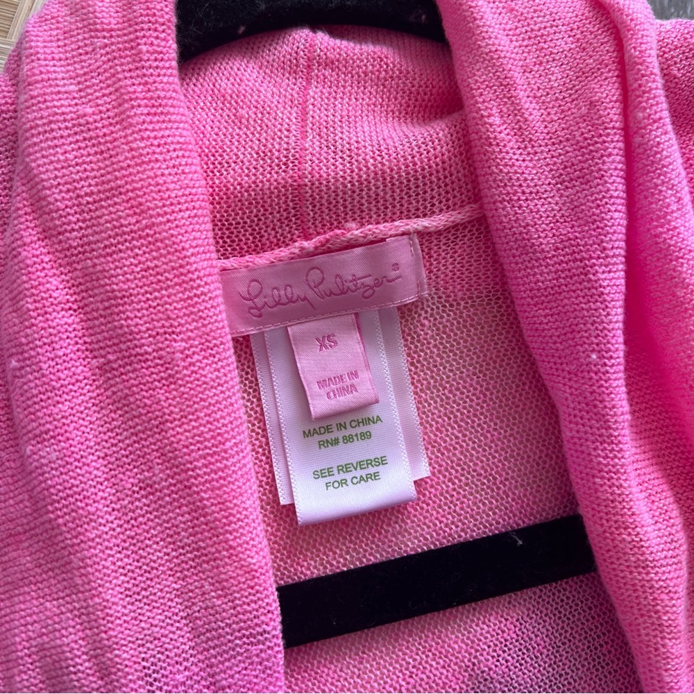 Lilly Pulitzer 100% linen taryn cardigan‎ bright pink - Picture 2 of 7